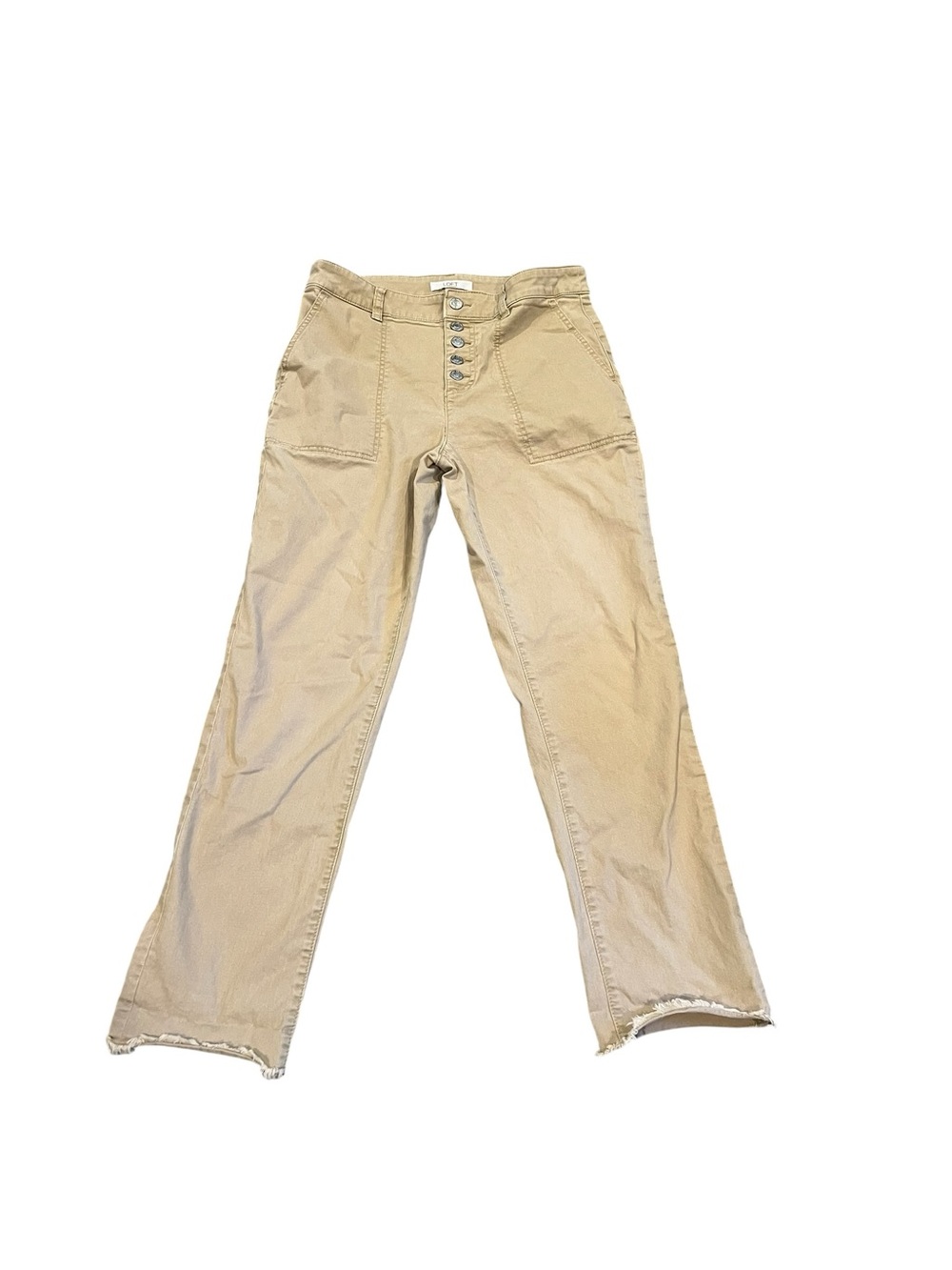 LOFT Beige Ankle Cropped Button-Front Pants